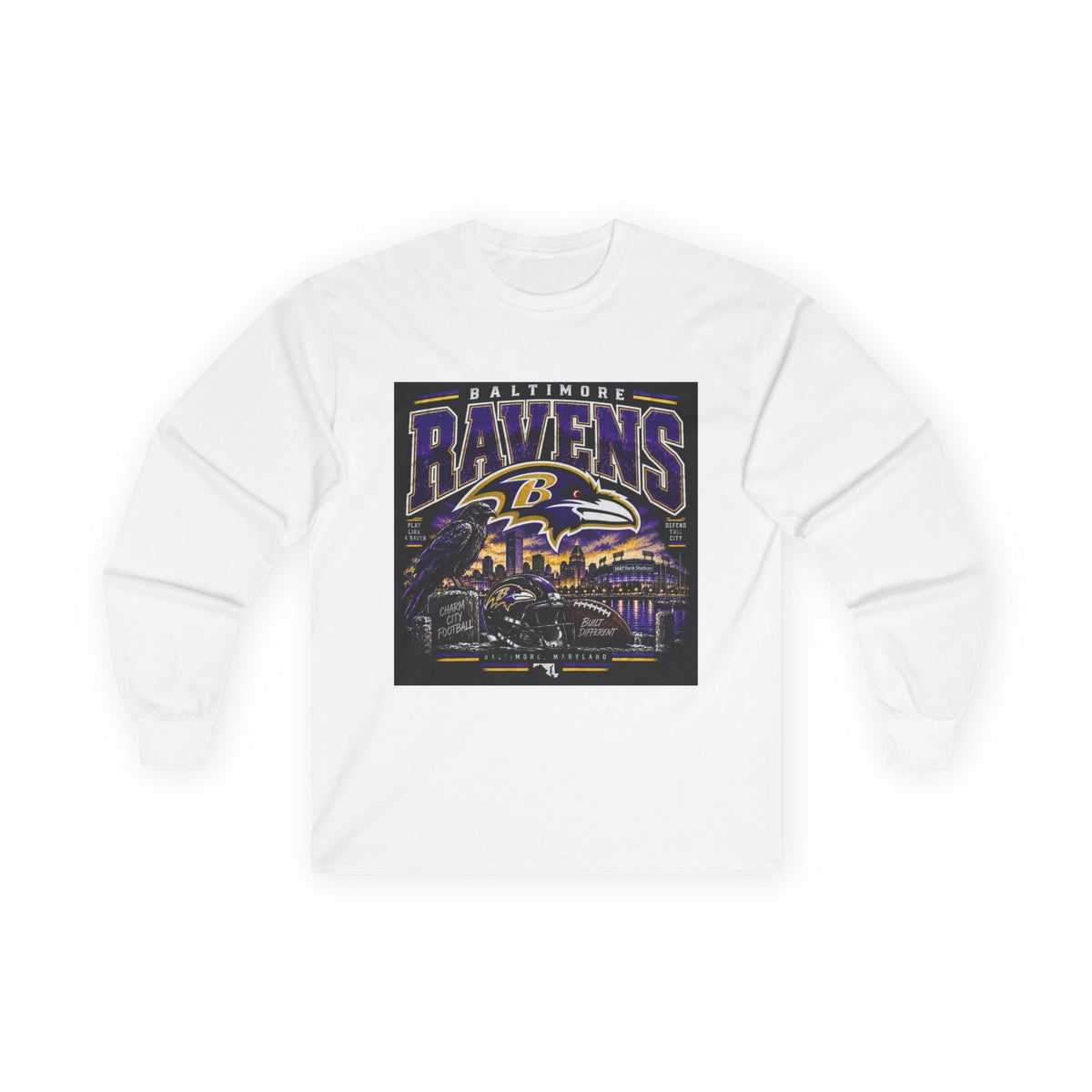 Baltimore Ravens Skyline Tee - Unisex Ultra Cotton Long Sleeve Tee