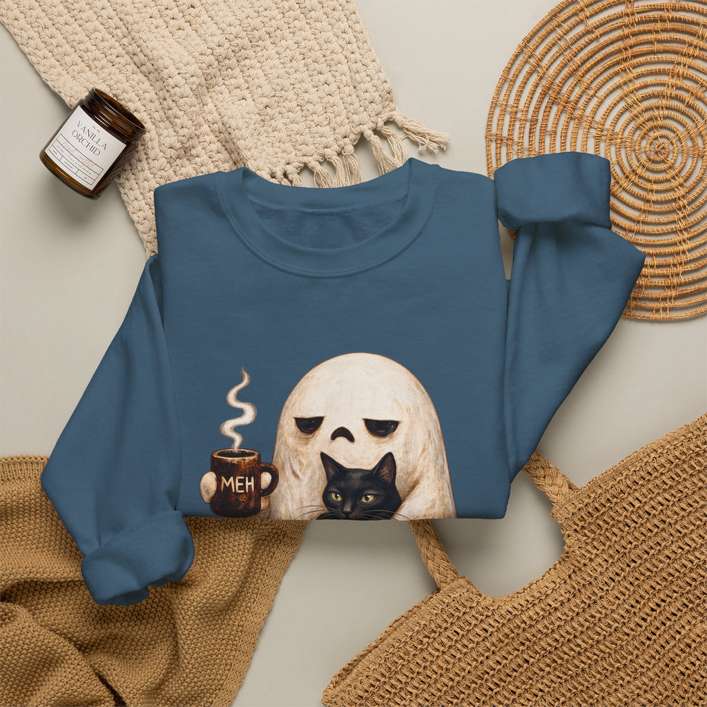 Meh Ghost and Black Cat - Crewneck Sweatshirt