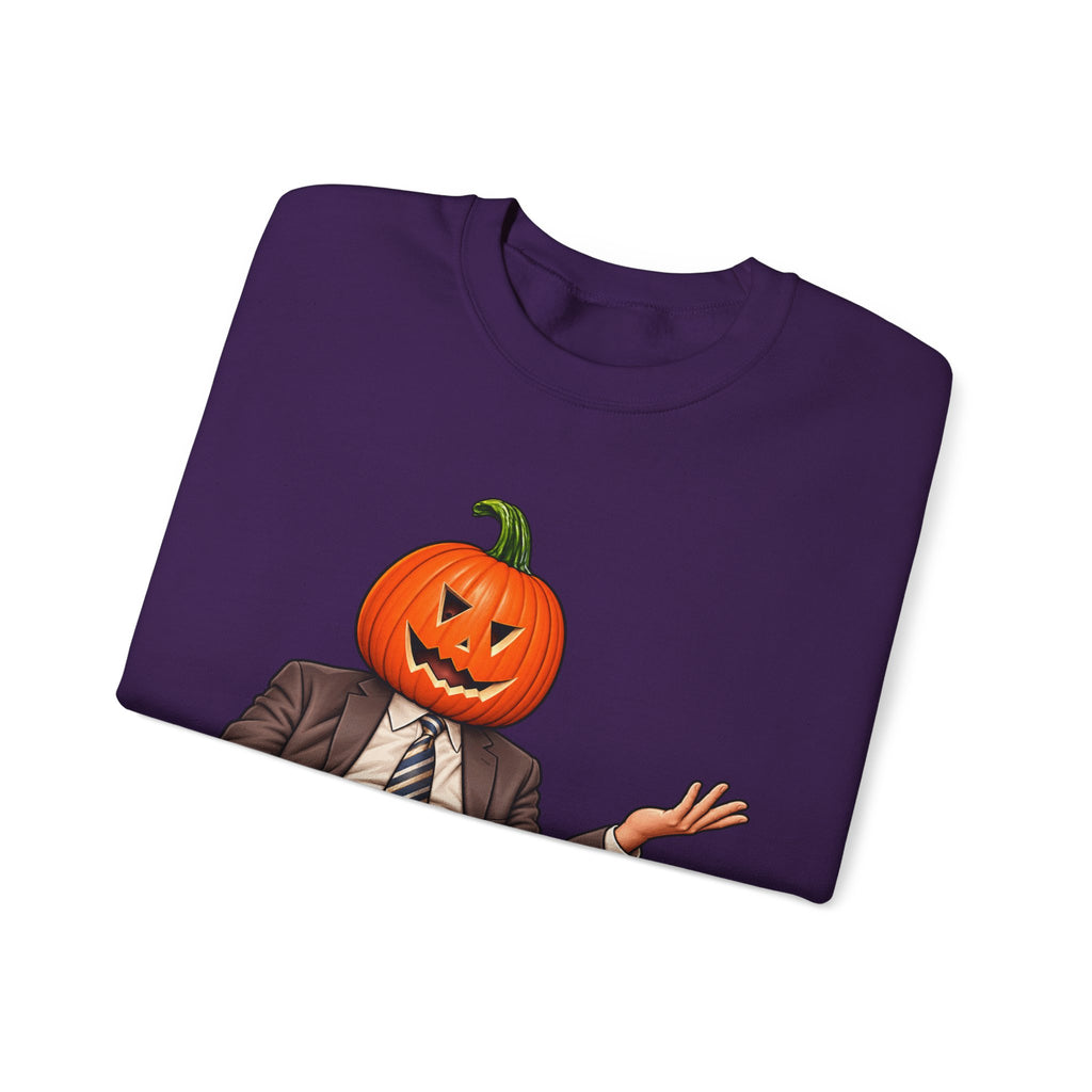 Pumpkin Head Office Cartoon - Crewneck Sweatshirt