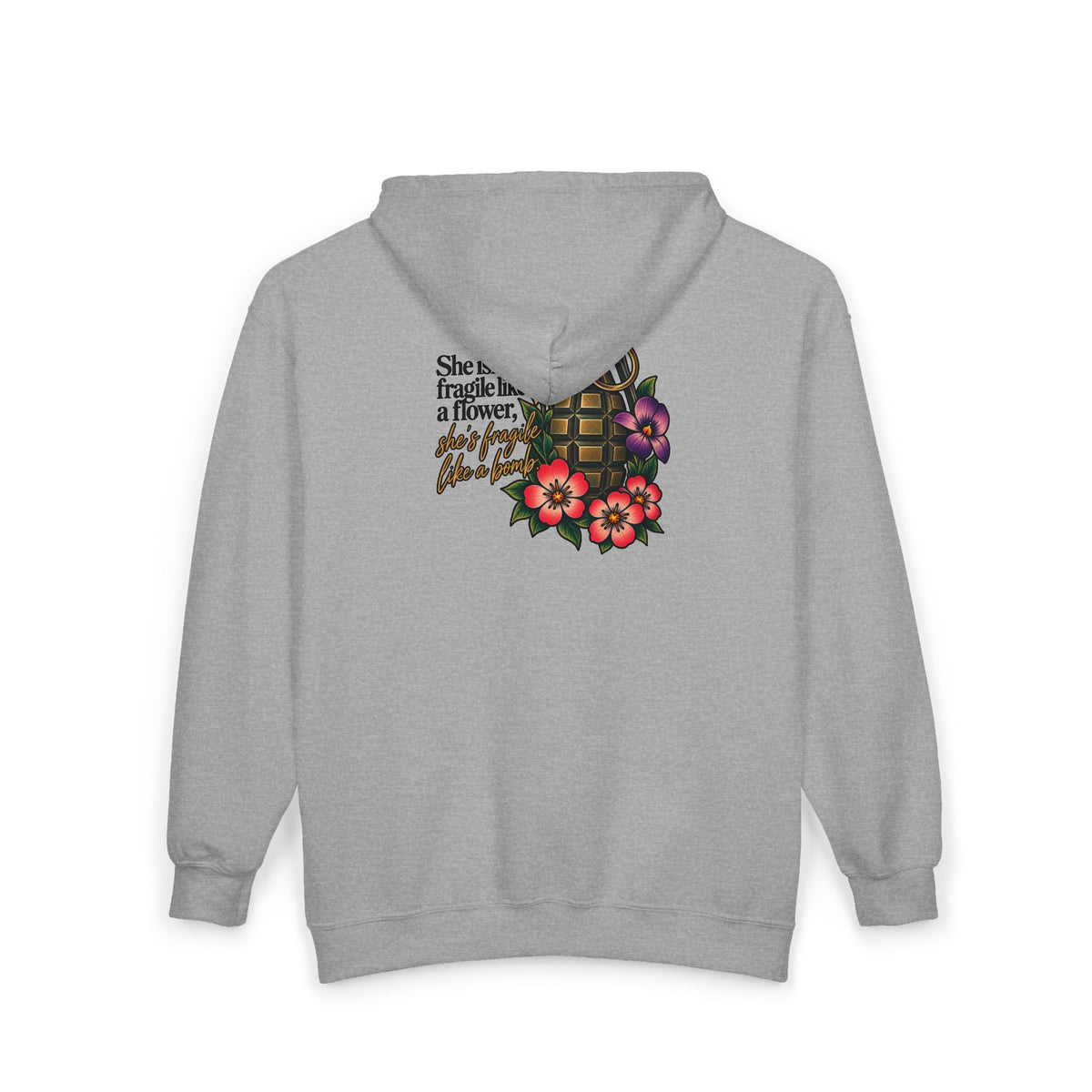 Fragile Like a Bomb - Floral Grenade - Full-Zip Hooded Sweatshirt