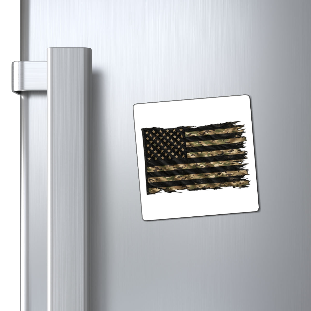 Black and Multicam American Flag - Magnet