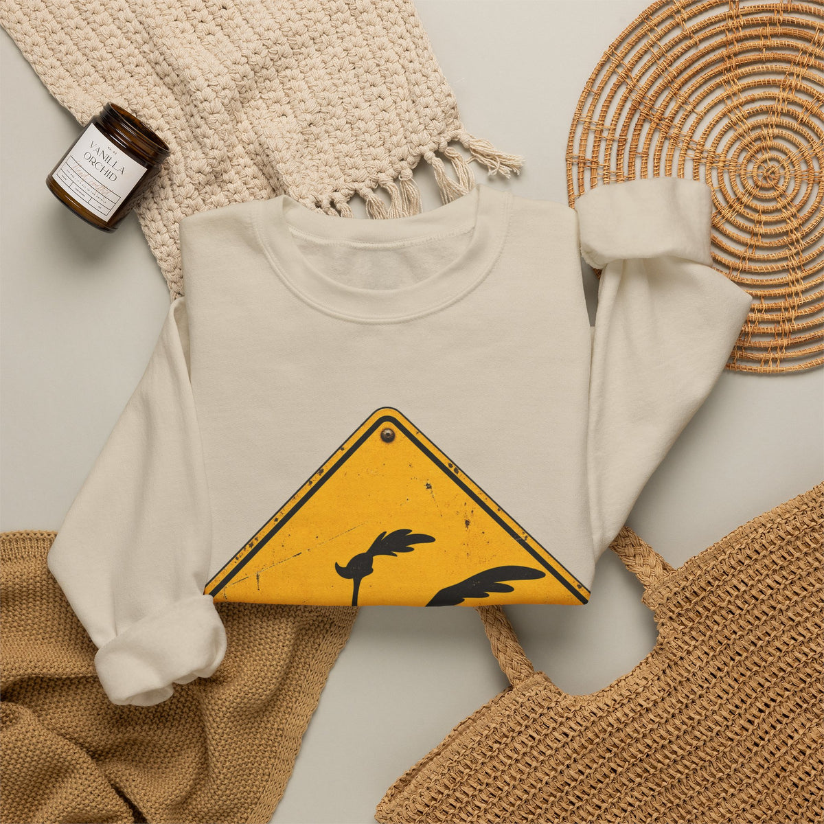 Roadrunner Yellow Diamond Sign - Crewneck Sweatshirt