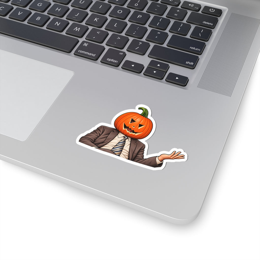 Pumpkin Head Office Cartoon - Kiss-Cut Sticker