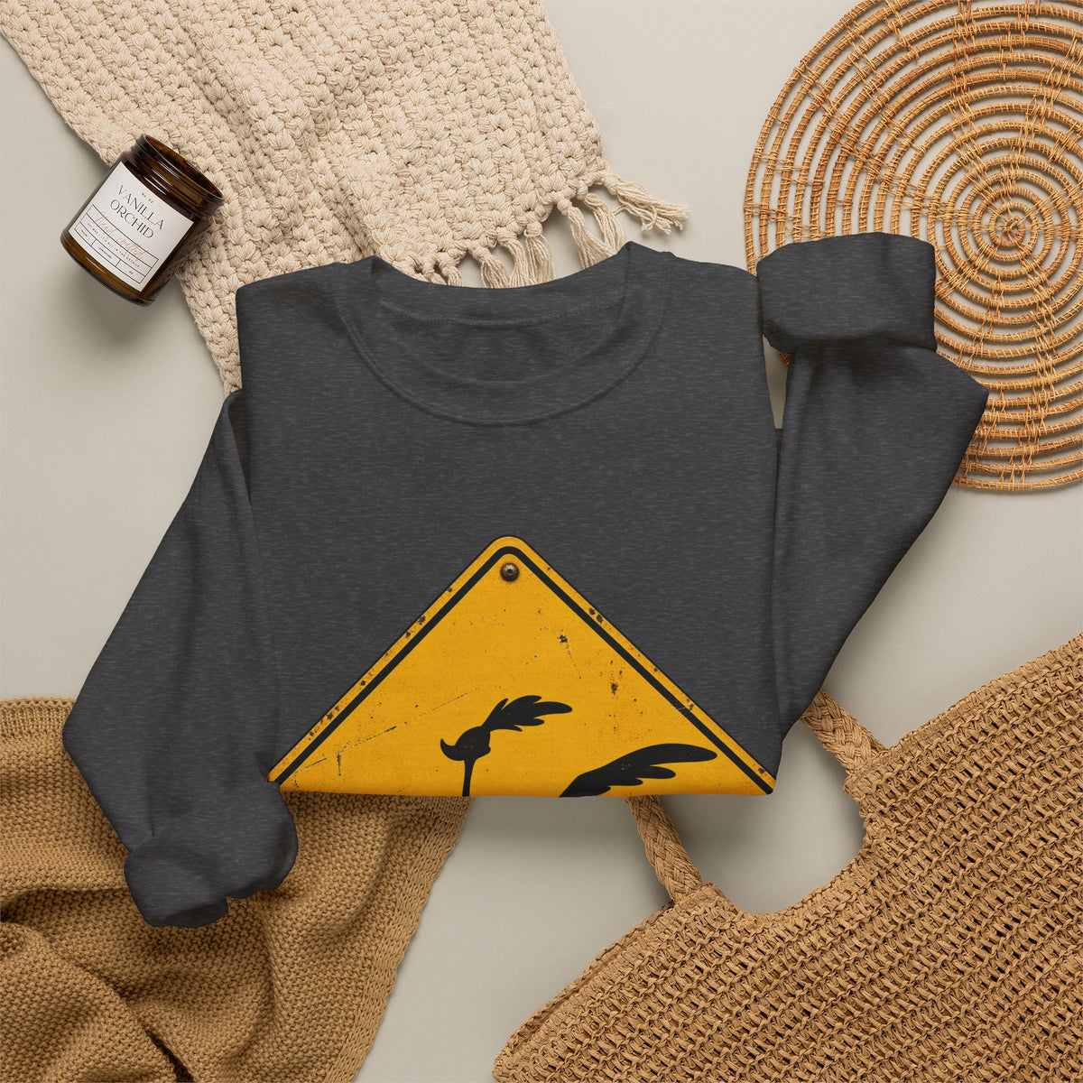 Roadrunner Yellow Diamond Sign - Crewneck Sweatshirt