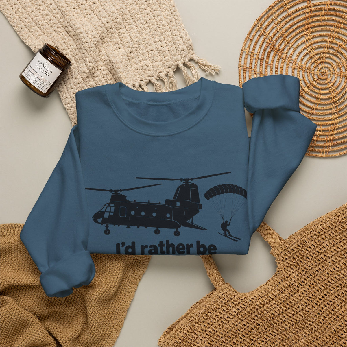 Id Rather Be Heliskiing - Crewneck Sweatshirt