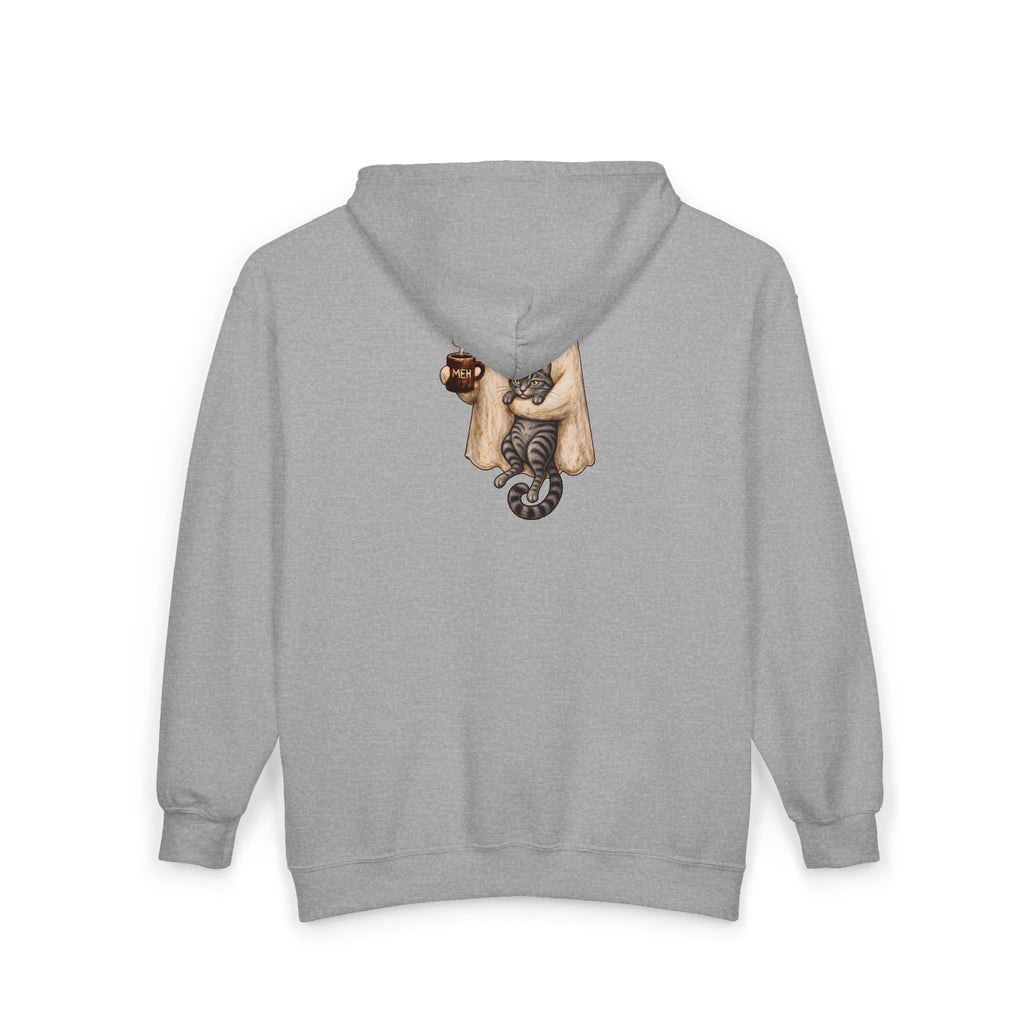 Meh Ghost and Gray Tabby Cat - Full-Zip Hooded Sweatshirt