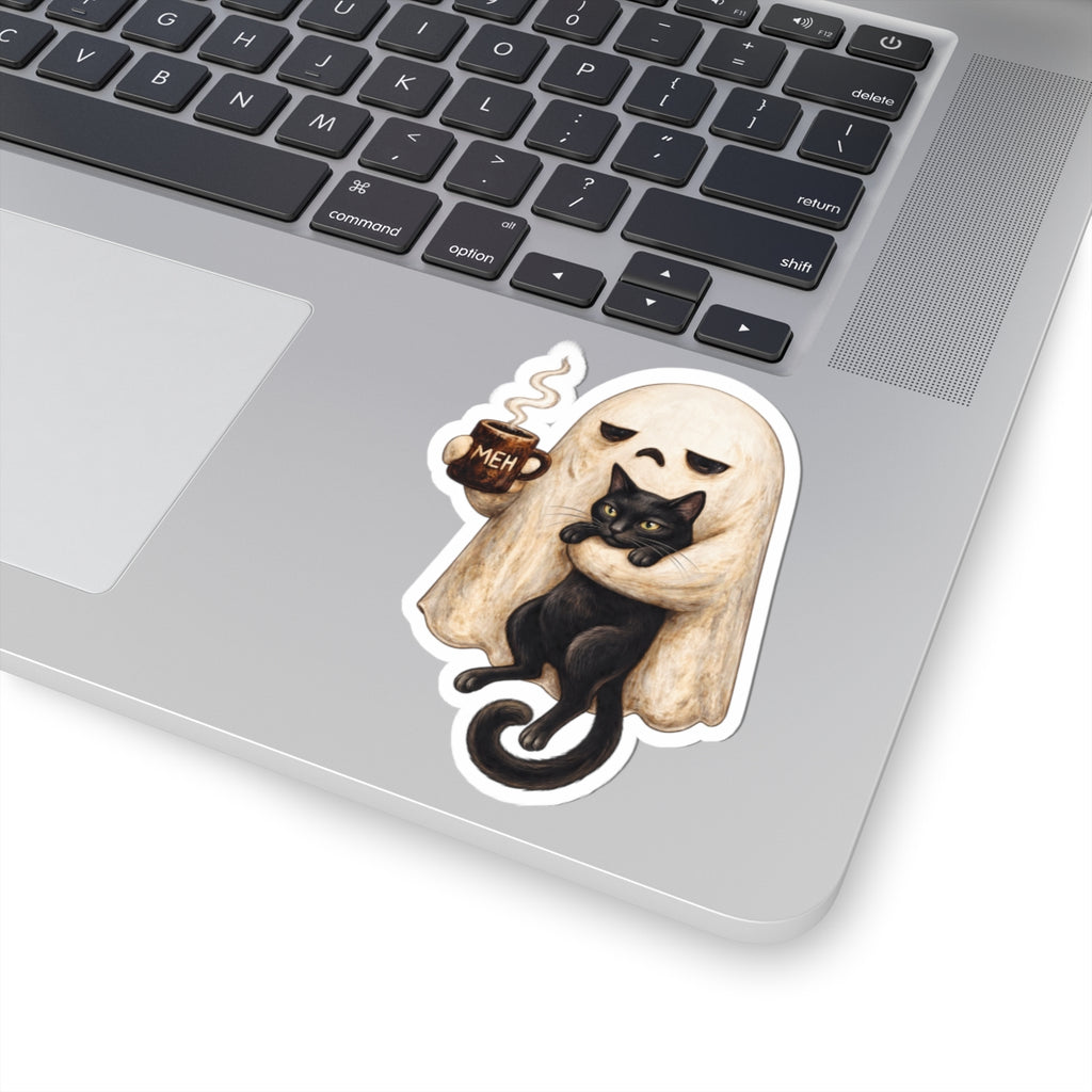 Meh Ghost and Black Cat - Kiss-Cut Sticker