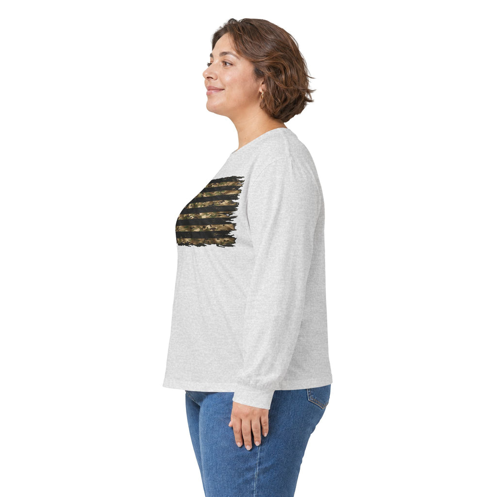 Black and Multicam American Flag - Unisex Ultra Cotton Long Sleeve Tee