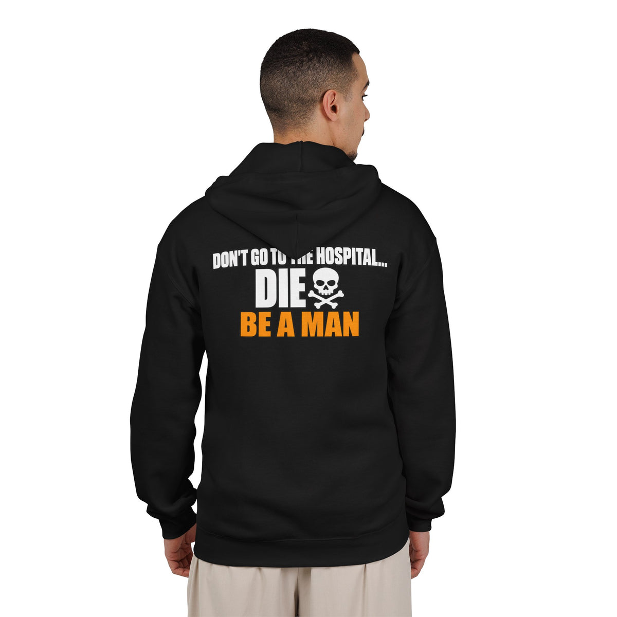Dont Go to the Hospital - White Outlined - Full-Zip Hooded Sweatshirt