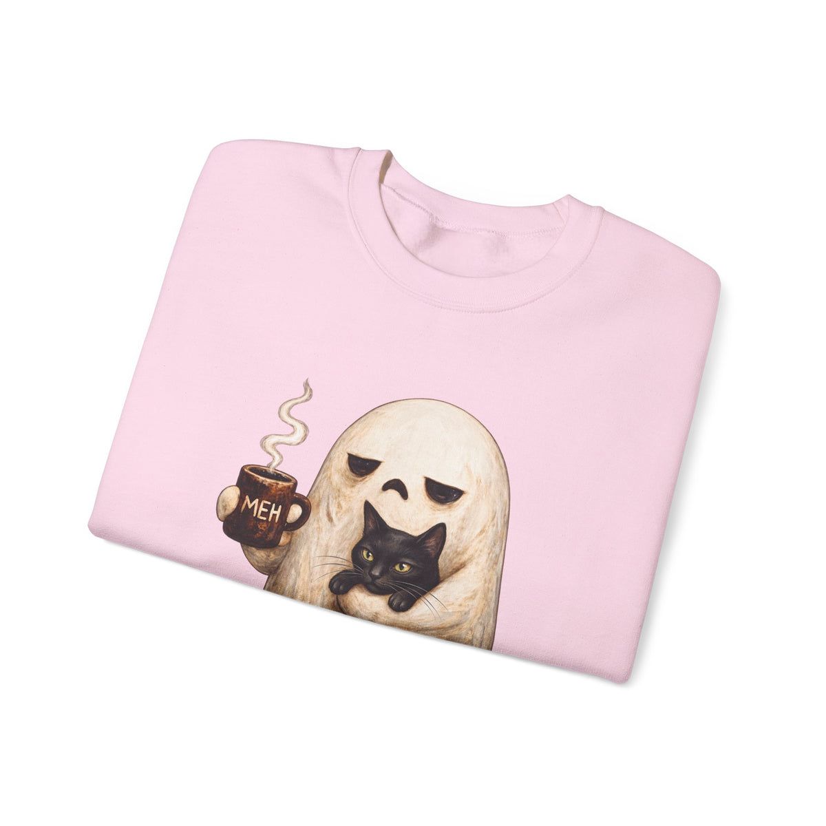 Meh Ghost and Black Cat - Crewneck Sweatshirt