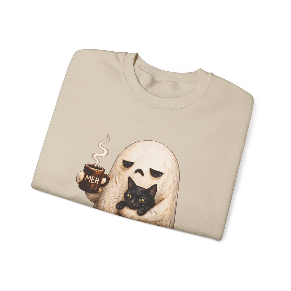 Meh Ghost and Black Cat - Crewneck Sweatshirt