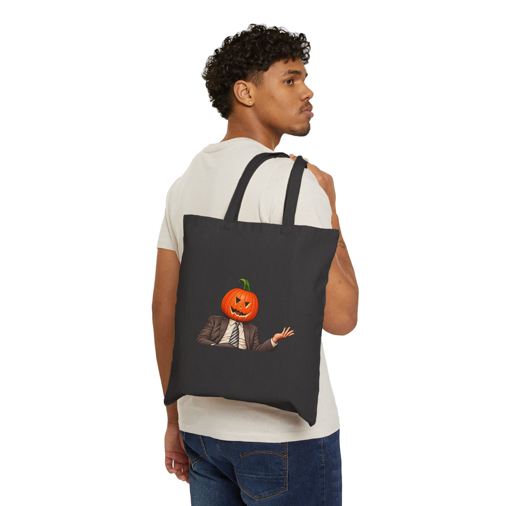 Pumpkin Head Office Cartoon - Canvas Tote