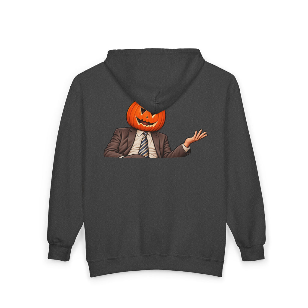 Pumpkin Head Office Cartoon - Full-Zip Hooded Sweatshirt