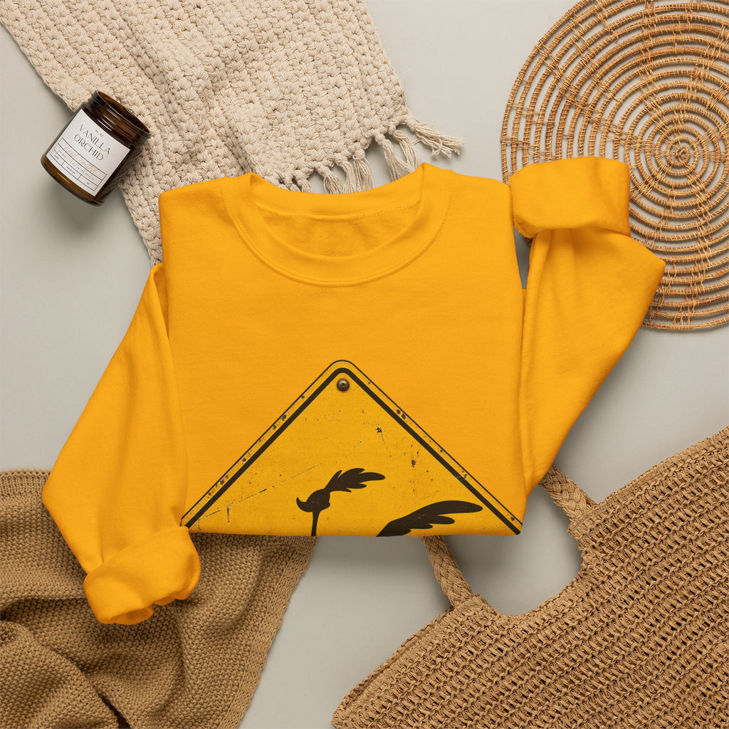 Roadrunner Yellow Diamond Sign - Crewneck Sweatshirt