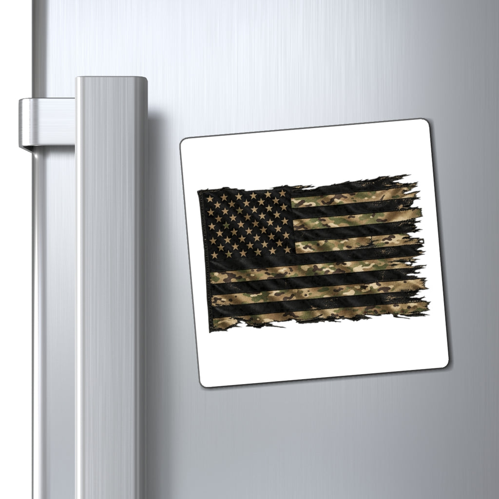 Black and Multicam American Flag - Magnet