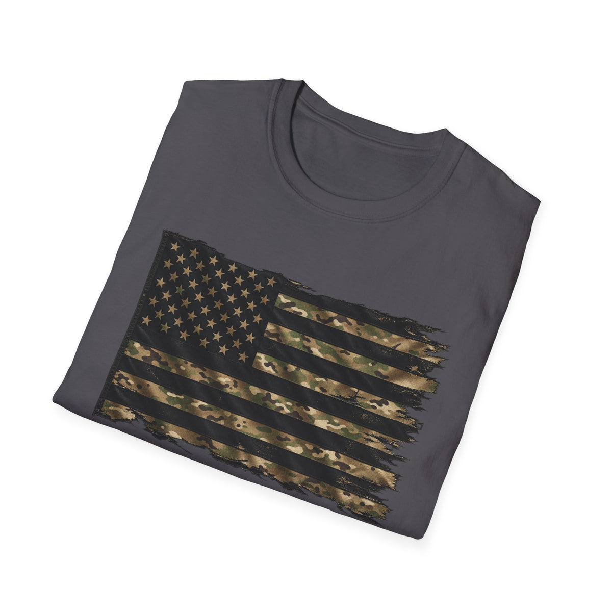 Black and Multicam American Flag - Classic Tee