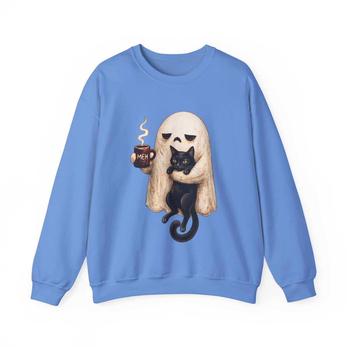 Meh Ghost and Black Cat - Crewneck Sweatshirt