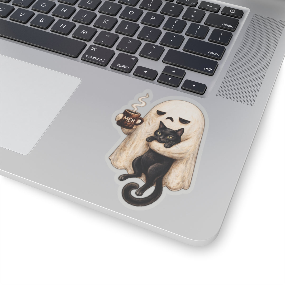 Meh Ghost and Black Cat - Kiss-Cut Sticker