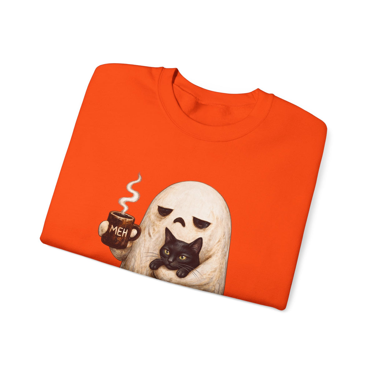 Meh Ghost and Black Cat - Crewneck Sweatshirt
