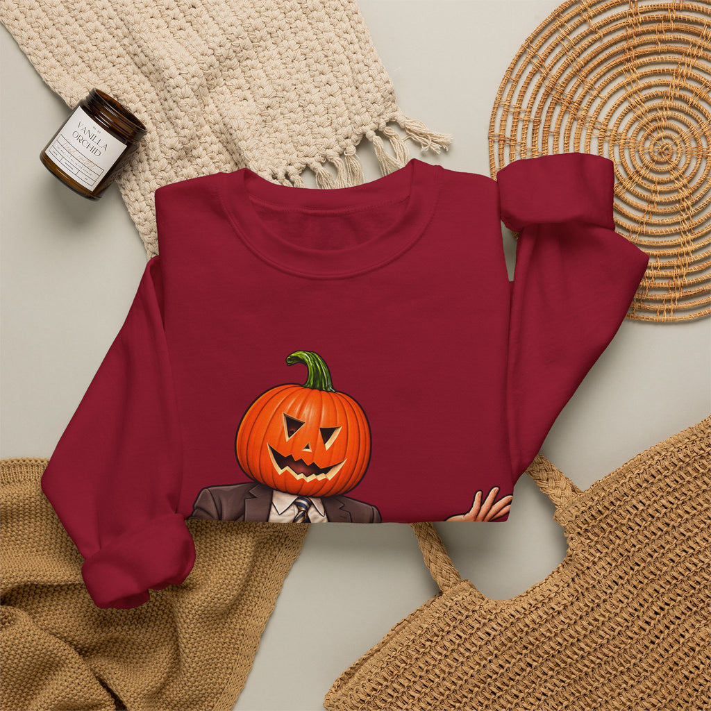 Pumpkin Head Office Cartoon - Crewneck Sweatshirt