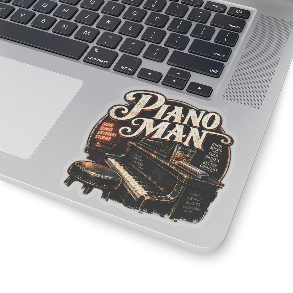 Piano Man Retro Bar - Kiss-Cut Sticker