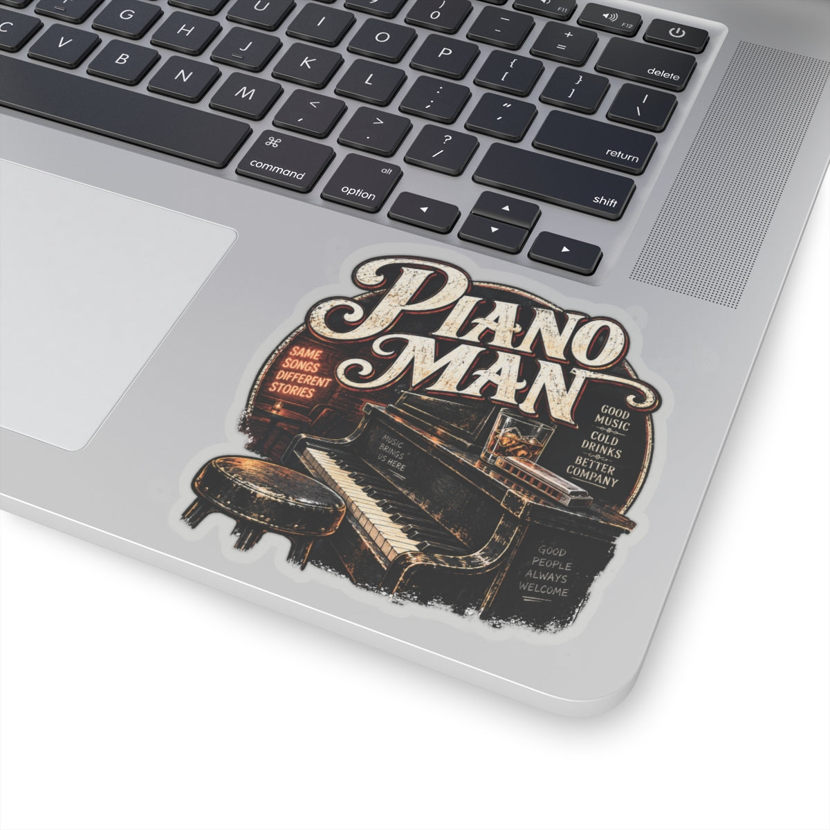 Piano Man Retro Bar - Kiss-Cut Sticker