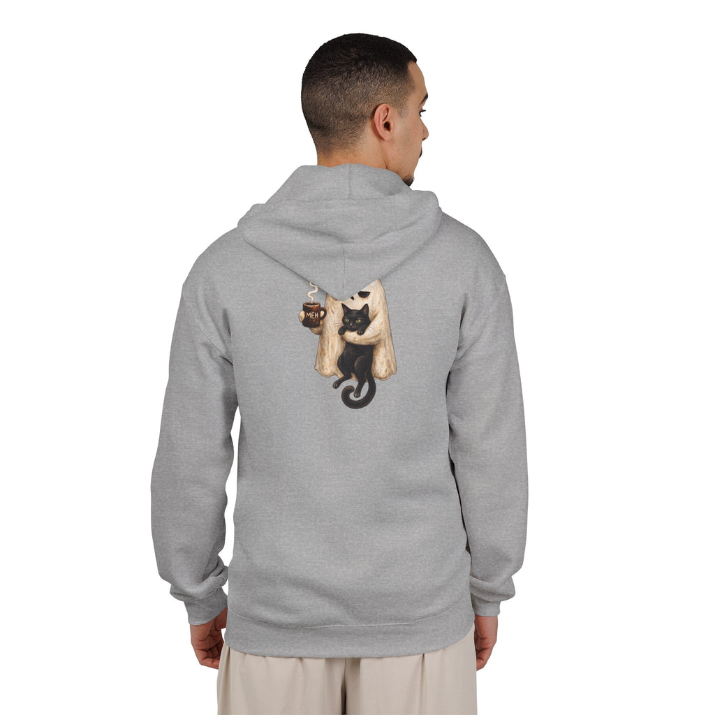 Meh Ghost and Black Cat - Full-Zip Hooded Sweatshirt
