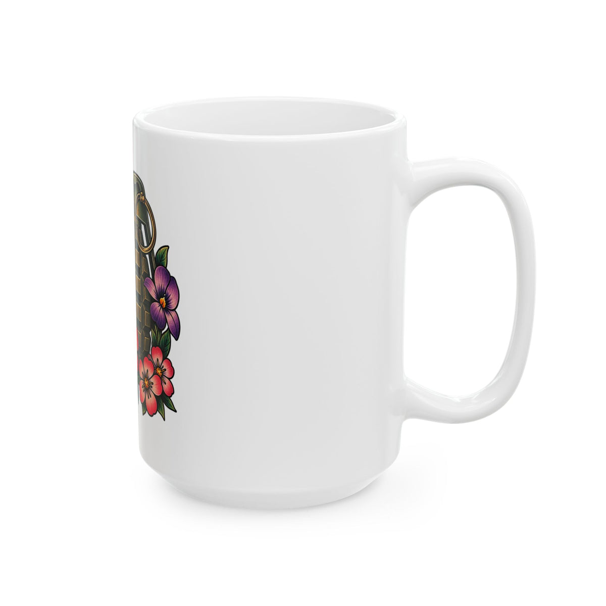 Fragile Like a Bomb - Floral Grenade - Ceramic Mug 11oz and 15oz