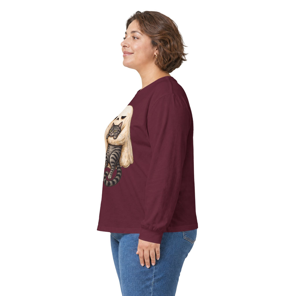Meh Ghost and Gray Tabby Cat - Unisex Ultra Cotton Long Sleeve Tee