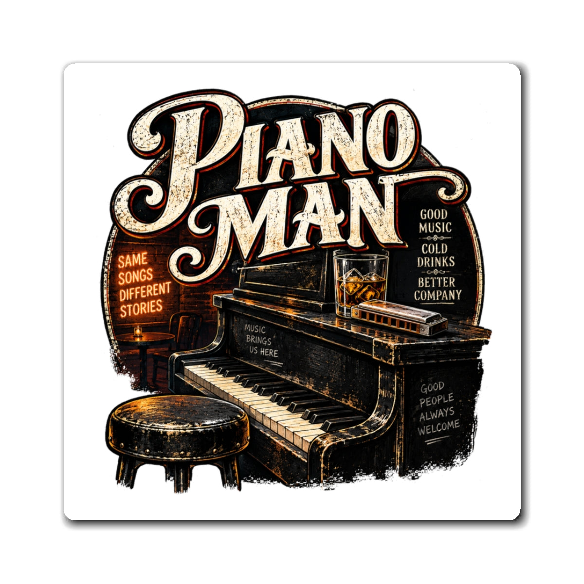 Piano Man Retro Bar - Magnet