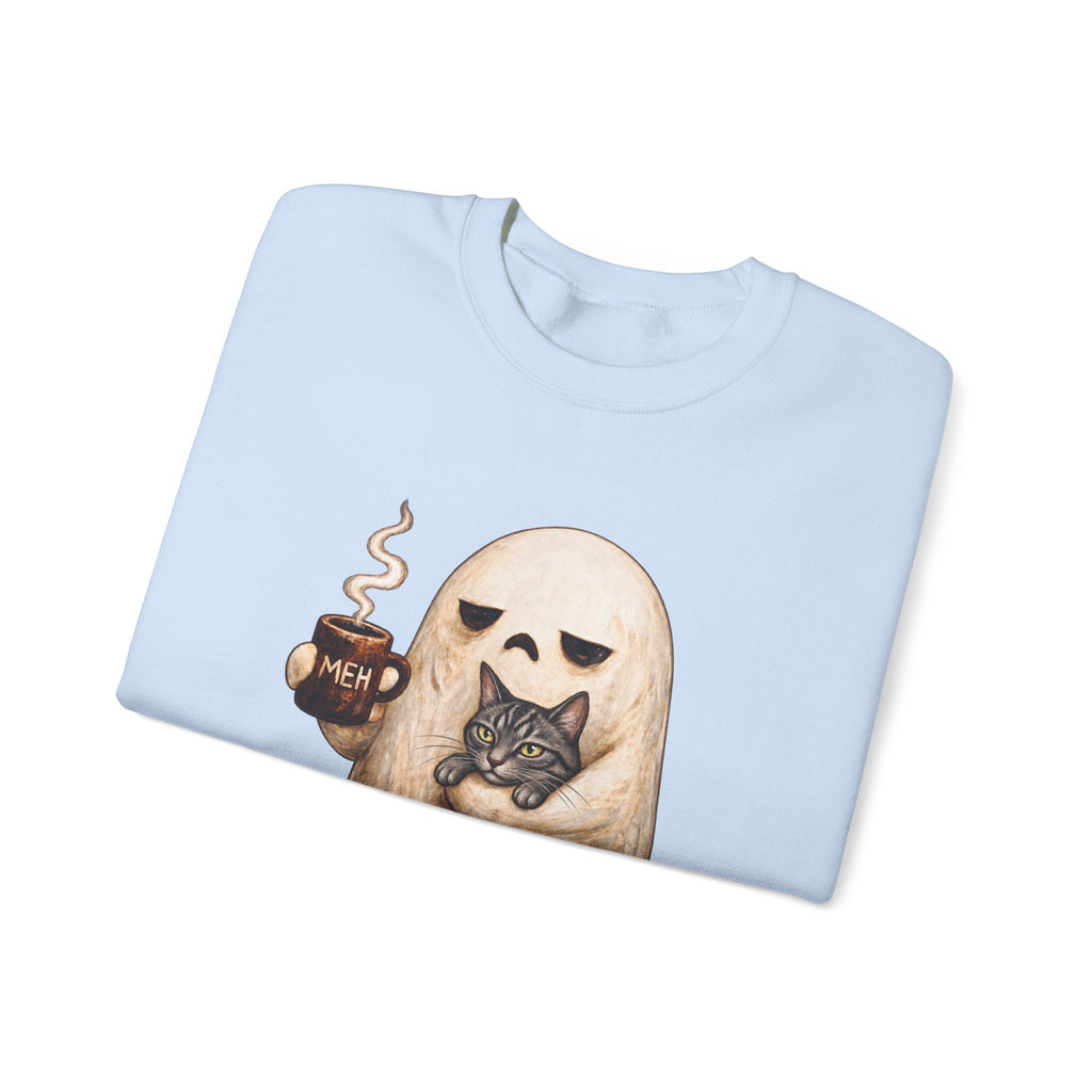 Meh Ghost and Gray Tabby Cat - Crewneck Sweatshirt