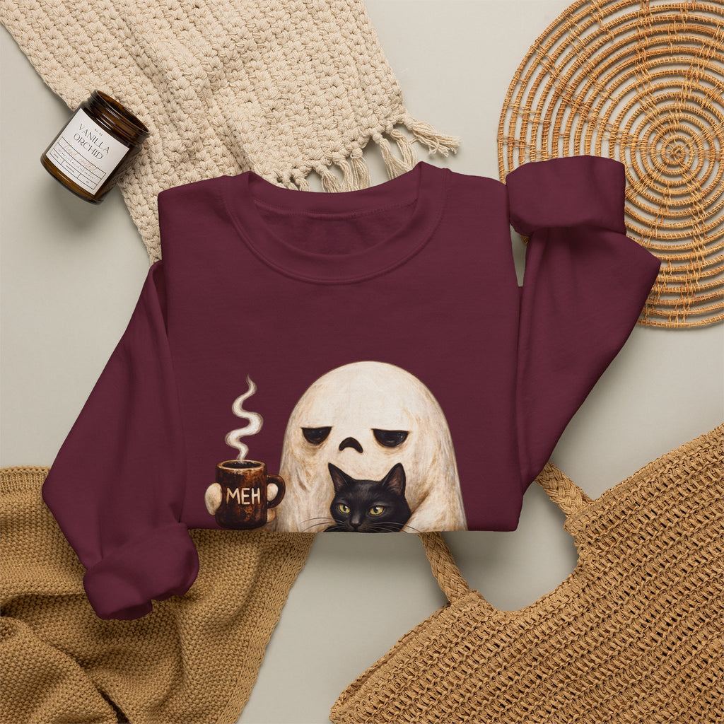 Meh Ghost and Black Cat - Crewneck Sweatshirt