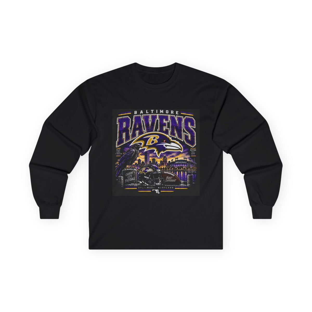 Baltimore Ravens Skyline Tee - Unisex Ultra Cotton Long Sleeve Tee