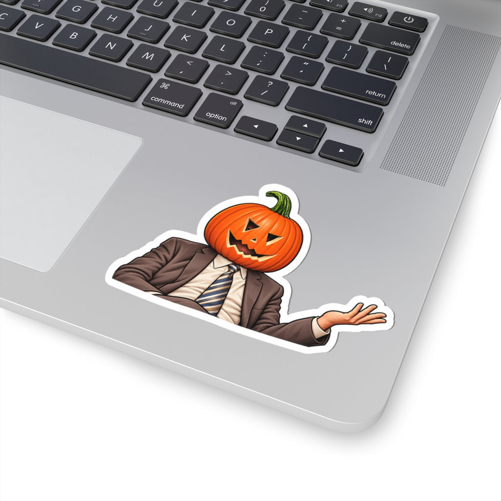 Pumpkin Head Office Cartoon - Kiss-Cut Sticker