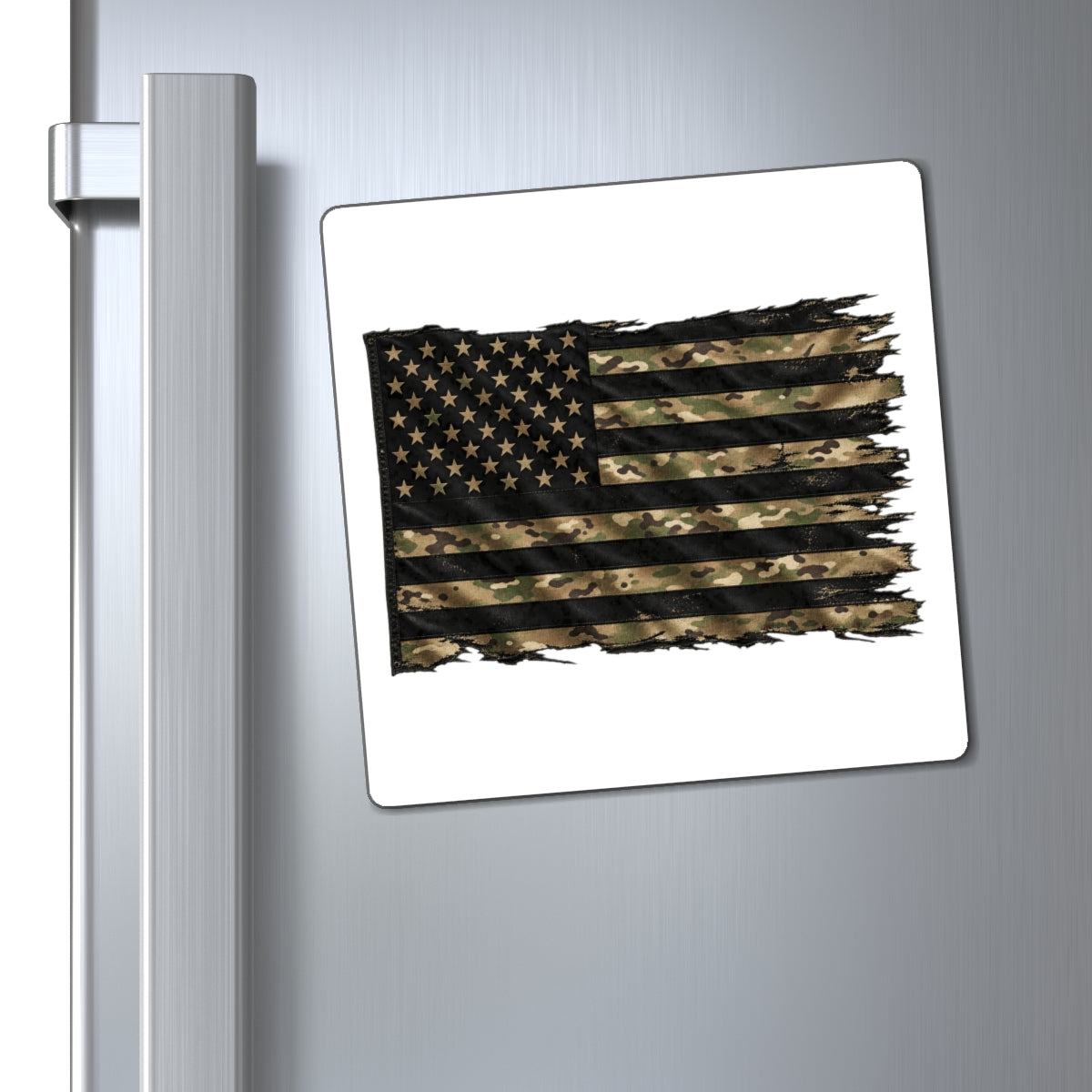 Black and Multicam American Flag - Magnet