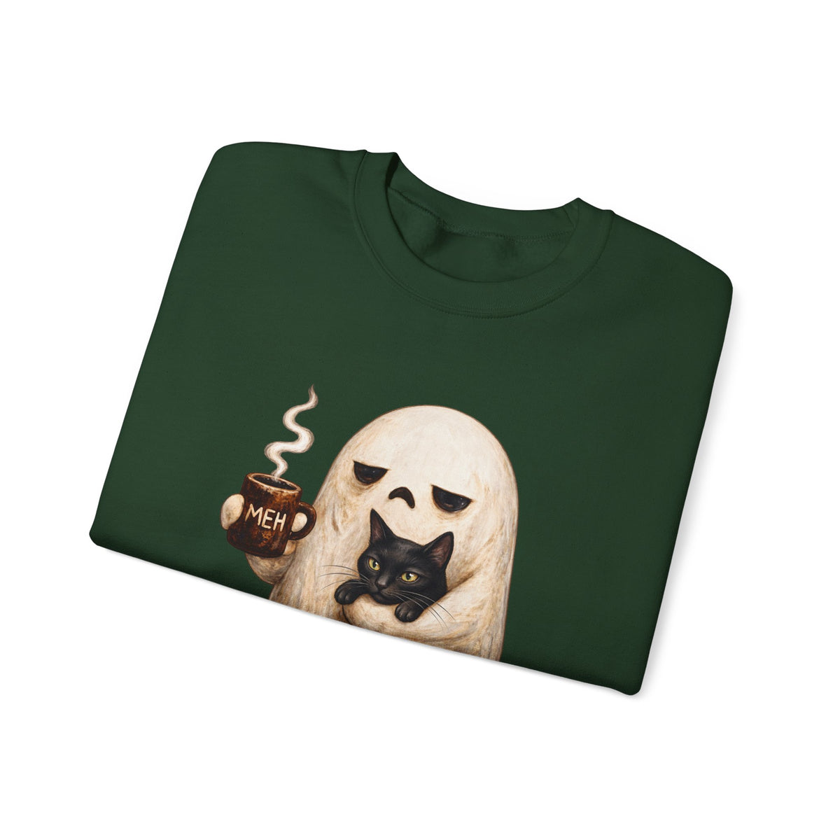 Meh Ghost and Black Cat - Crewneck Sweatshirt