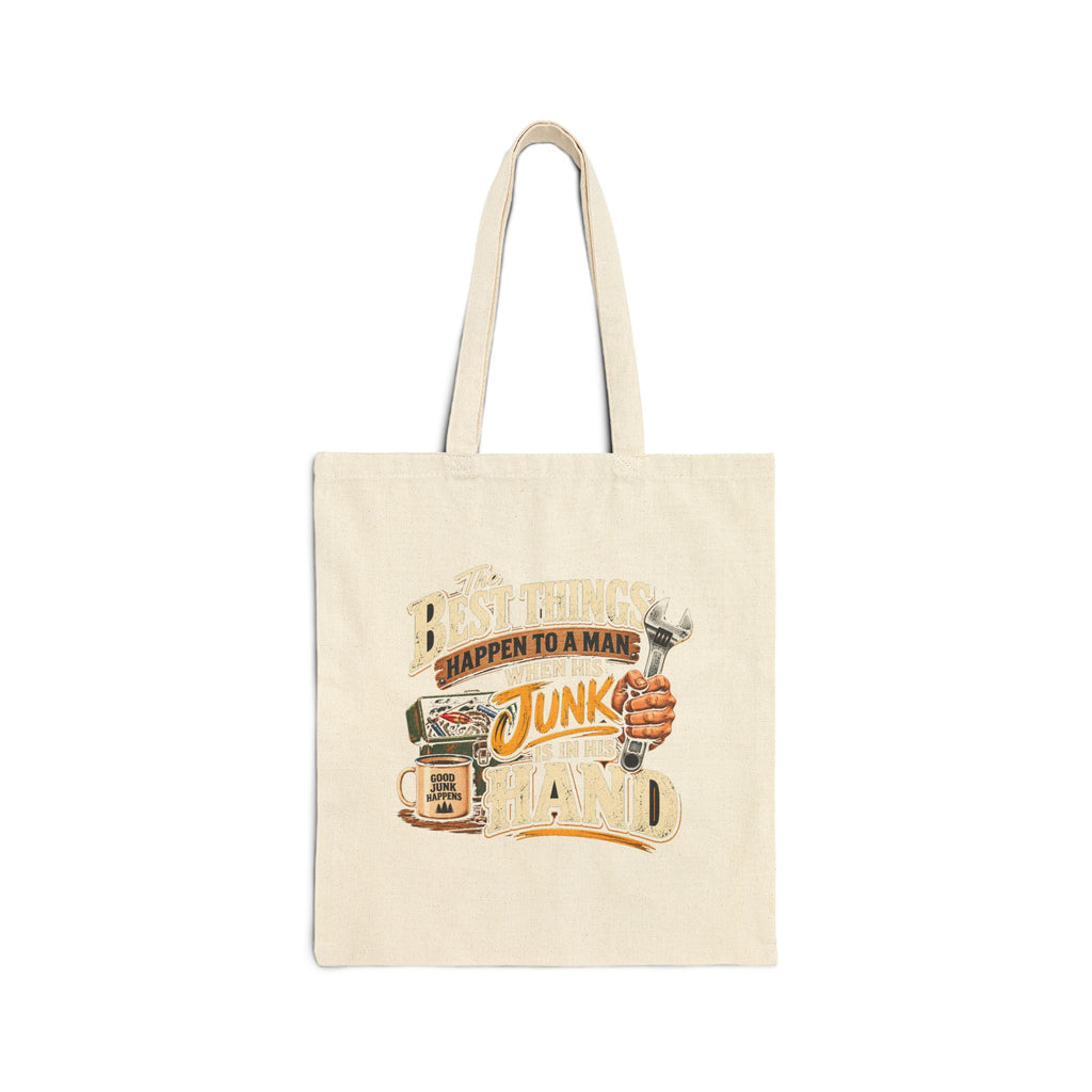 Best Things Happen in a Man's Hand - Canvas Tote