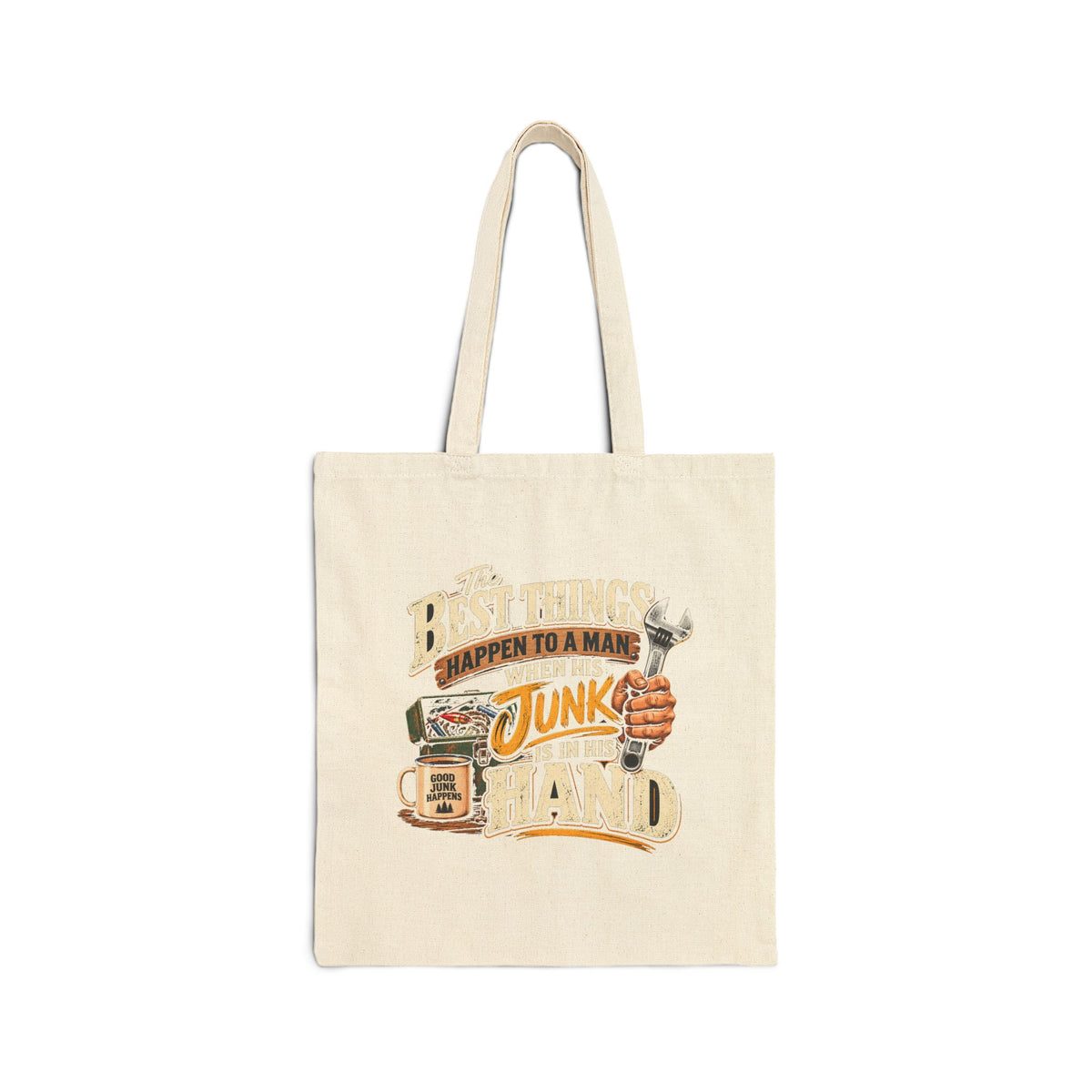 Best Things Happen in a Man's Hand - Canvas Tote