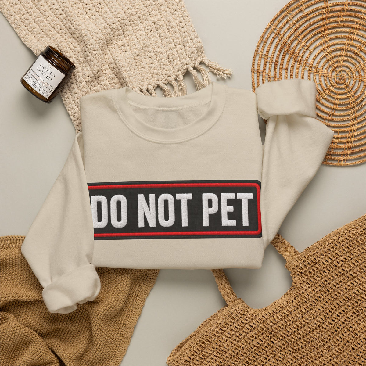 Do Not Pet - Service Dog Patch - Crewneck Sweatshirt
