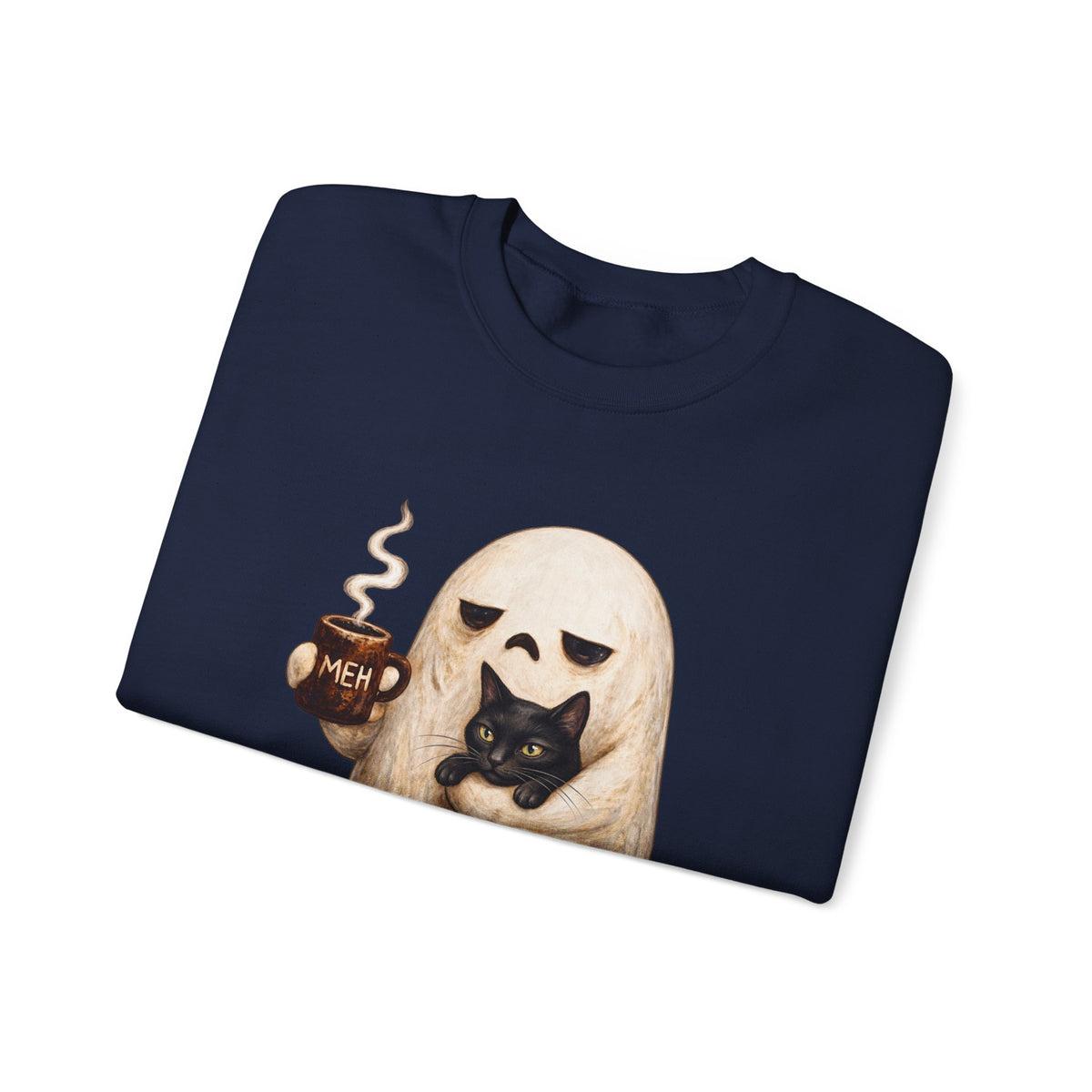 Meh Ghost and Black Cat - Crewneck Sweatshirt