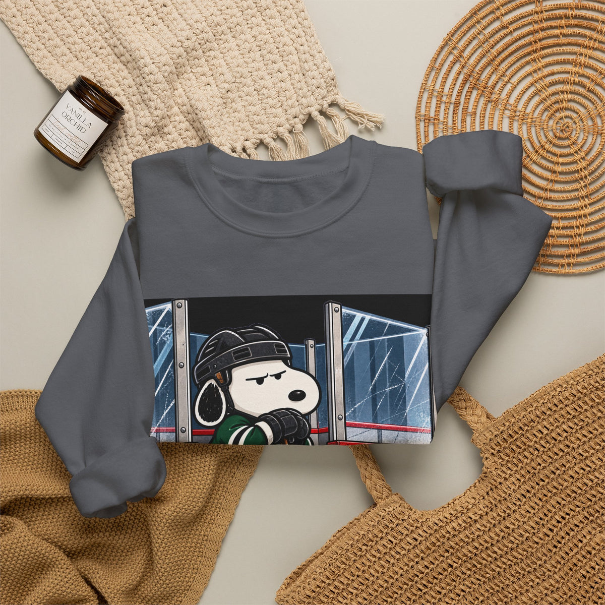Snoopy Hockey Penalty Box Green - Crewneck Sweatshirt