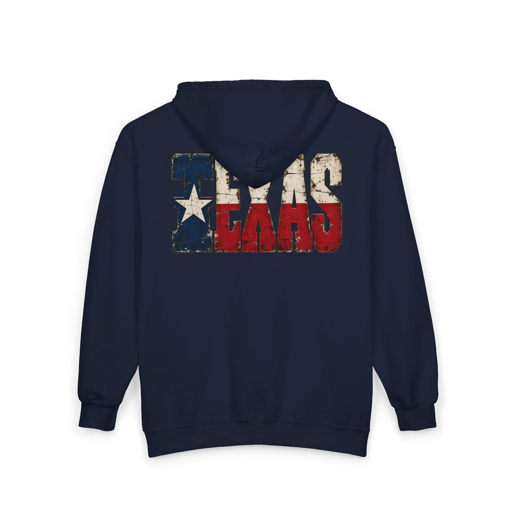 Texas Flag Block Letters - Full-Zip Hooded Sweatshirt