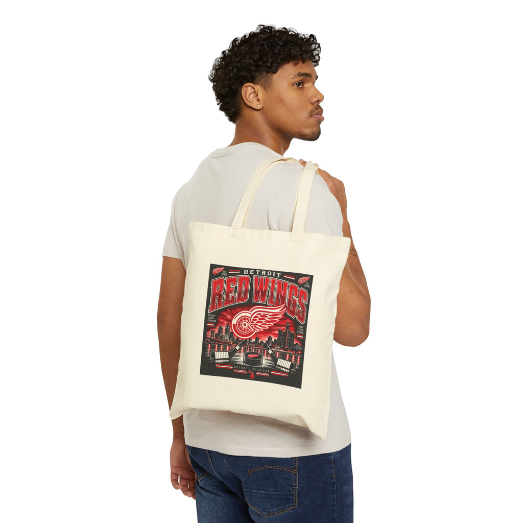 Detroit Red Wings Hockey Skyline - Canvas Tote