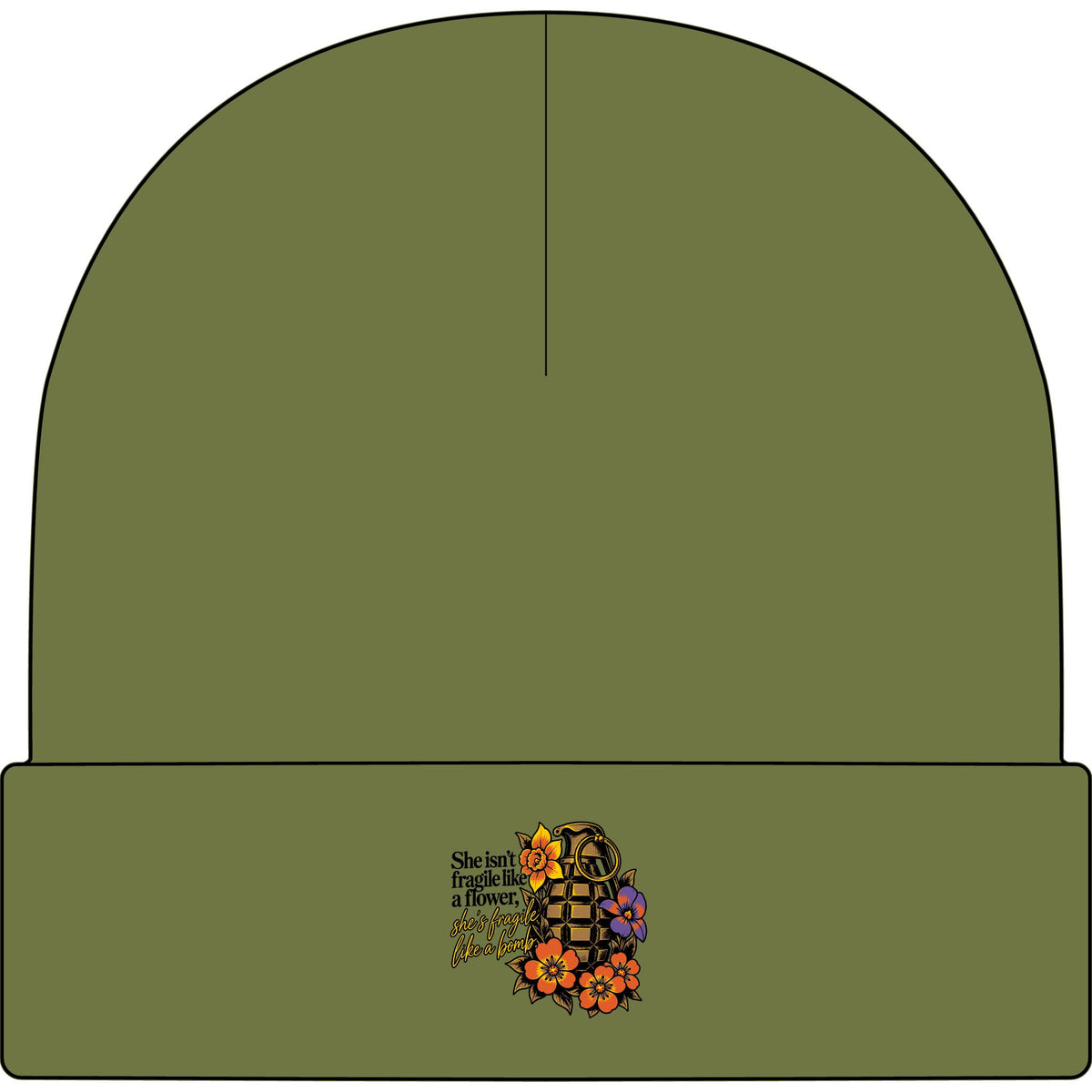 Fragile Like a Bomb - Floral Grenade - AS Colour 1107 Cuff Beanie