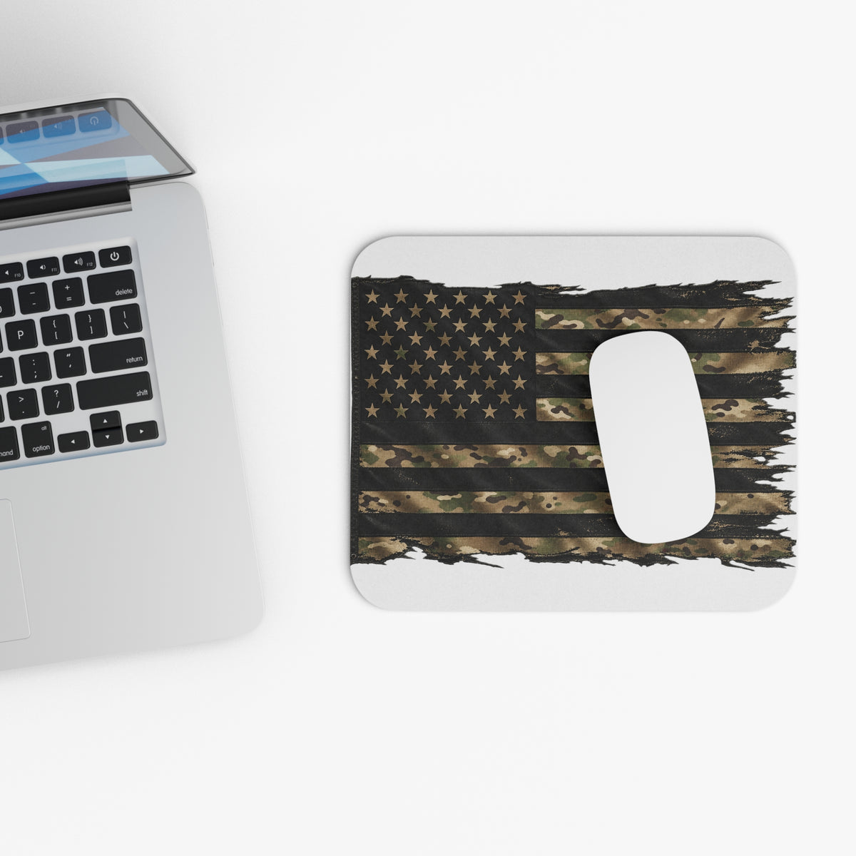 Black and Multicam American Flag - Mouse Pad