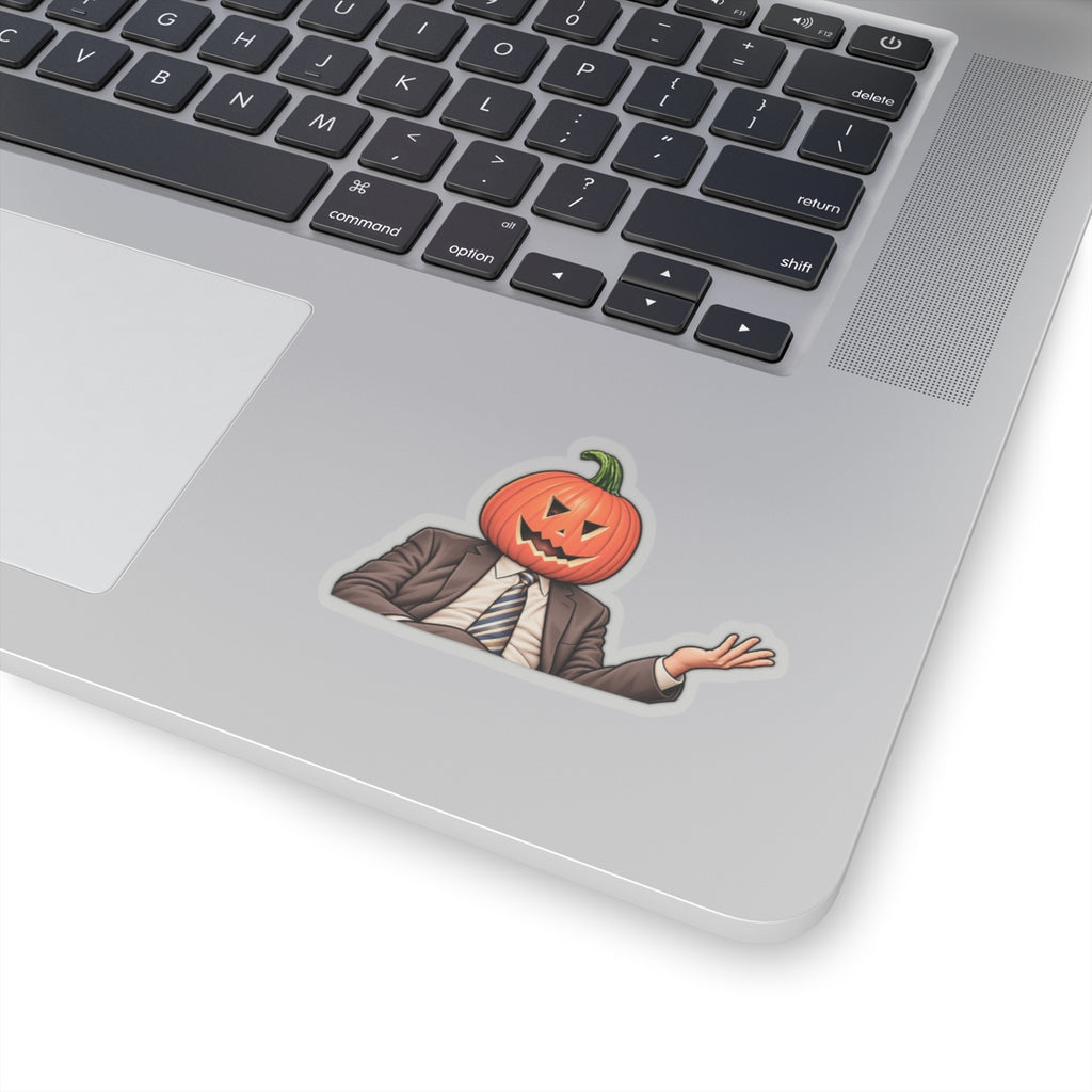 Pumpkin Head Office Cartoon - Kiss-Cut Sticker