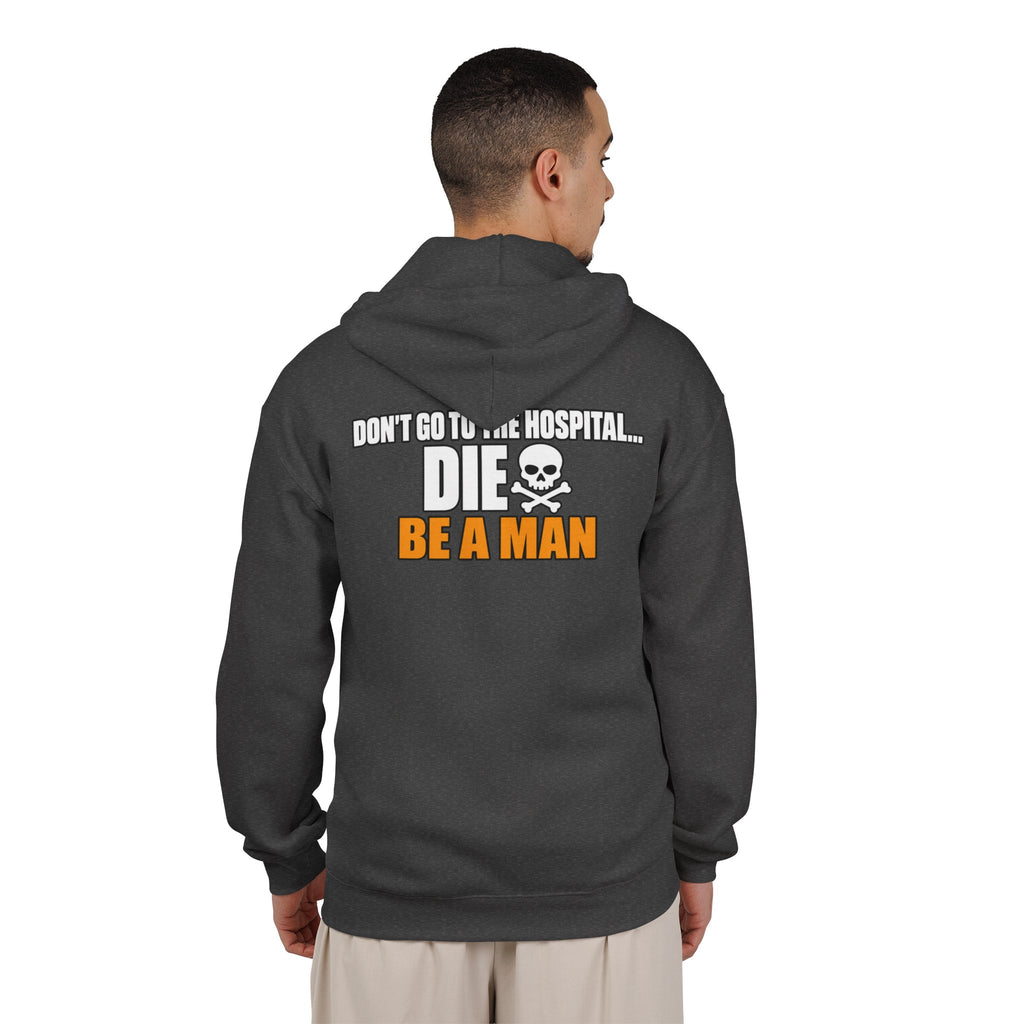 Dont Go to the Hospital - White Outlined - Full-Zip Hooded Sweatshirt