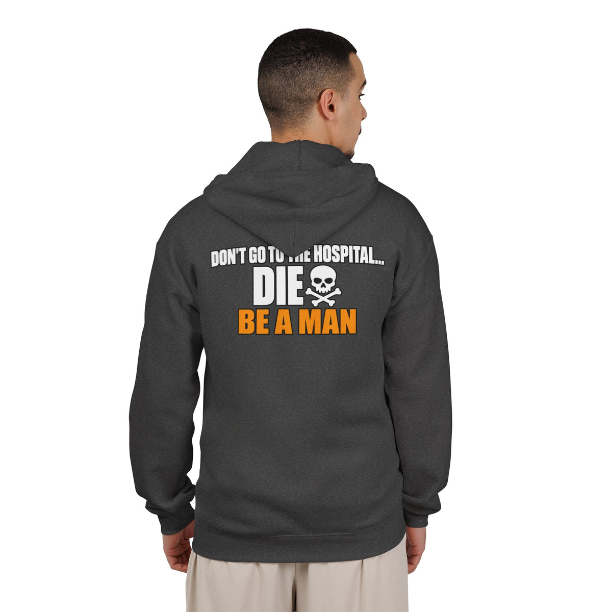 Dont Go to the Hospital - White Outlined - Full-Zip Hooded Sweatshirt