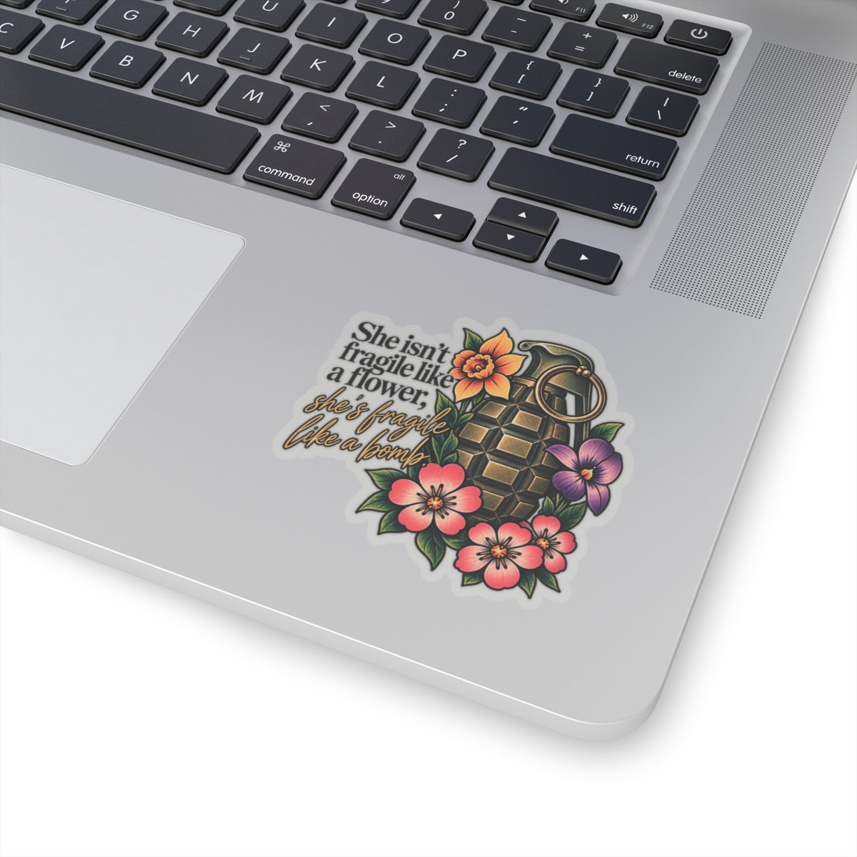 Fragile Like a Bomb - Floral Grenade - Kiss-Cut Sticker