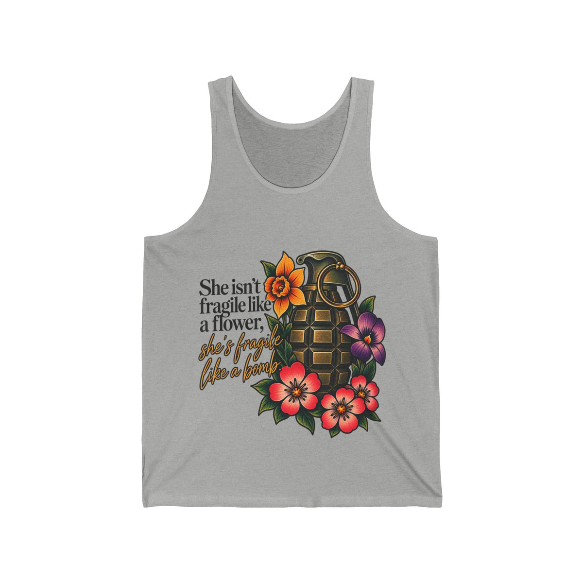 Fragile Like a Bomb - Floral Grenade - Athletic Tank